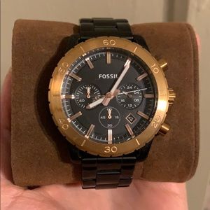 Fossil Rose Gold and Black gun metal watch
